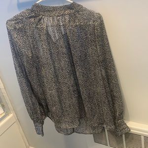 Black and white work blouse high neck